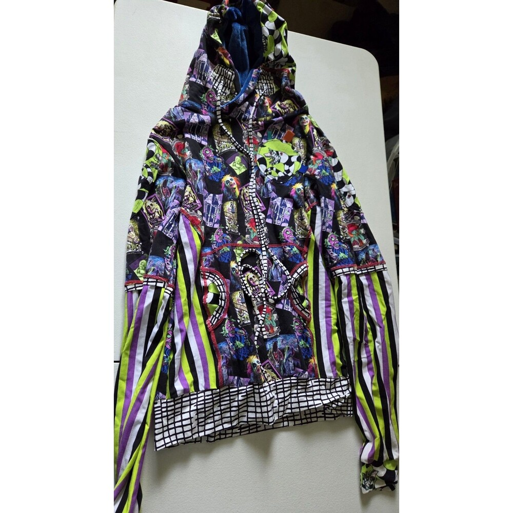 Handmade Custom Beetlejuice Hoodie Medium Minky Lined Hood Goth Spooky Boutique